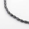 17.1inch Trendy Unisex Grade A Magnetic Synthetic Hematite Barrel Beaded Necklaces NJEW-M014-5x3mm-02-2
