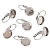 Tarnish Resistant Flat Round Tray Smooth Surface 304 Stainless Steel Leverback Earring Findings STAS-R065-65-4