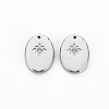 304 Stainless Steel Micro Pave Clear Cubic Zirconia Charms STAS-N097-094P-NR-1