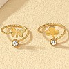 2Pcs 2 Styles Brass Crystal Rhinestone Butterfly Clover Cuff Toe Ring Sets FS-WG20A77-03-2