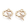 Brass Micro Pave Clear Cubic Zirconia Charms KK-T056-57G-NF-1
