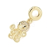 Brass Micro Pave Clear Cubic Zirconia Sea Animal European Dangle Charms KK-B159-04G-01-2