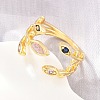 Brass Pave Cubic Zirconia Cuff Open Rings CU-CBACDF6-09G-02-3