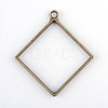 Rack Plating Alloy Rhombus Open Back Bezel Pendants LS-PALLOY-S047-22F-FF-2