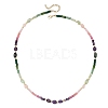 Dyed Natural Malaysia Jade Faceted Rondelle and Mixed Stone Nuggets Beaded Necklaces for Women NJEW-JN06315-2