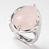 Teardrop Platinum Tone Brass Gemstone Adjustable Wide Band Rings RJEW-L062-02C-1