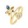 Brass Pave Cubic Zirconia Cuff Open Rings CU-CBACDF6-08G-02-4