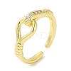 Brass Micro Pave Cubic Zirconia Open Cuff Ring for Women RJEW-F154-02G-A-1