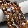 Faceted Natural Fire Crackle Agate Beads Strands G-F447-12mm-N10-1