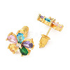 Rack Plating Brass Micro Pave Cubic Zirconia Stud Earrings EJEW-I304-07G-03-2