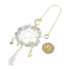 Wire Wrapped Natural Aquamarine Chips & Brass Ring Pendant Decoration HJEW-TA00083-01-3
