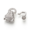 Brass Micro Pave Cubic Zirconia Fold Over Clasps ZIRC-S058-02P-3