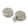 Rack Plating Flat Round Brass Micro Pave Clear Cubic Zirconia Fold Over Clasps KK-H512-08P-2