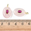 Natural Rose Quartz & Cubic Zirconia Pendants G-Z076-01G-20-3