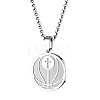 304 Stainless Steel Cross Sport Ball Pendant Necklaces WG79706-03-1