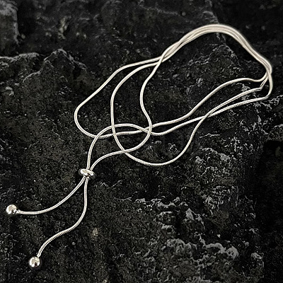 Stainless Steel Snake Chain Slider Lariat Necklaces for Women FS-WG85452-01-1
