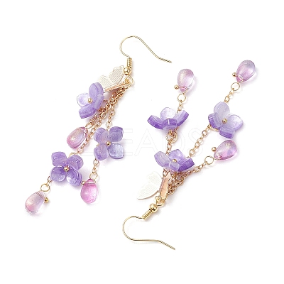 Flower Brass Dangle Earrings EJEW-TA00643-01-1