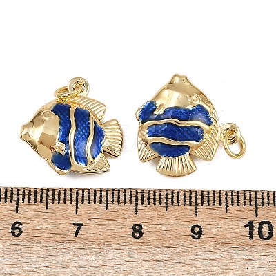 Brass Enamel Fish Pendants KK-I377-05G-A01-1