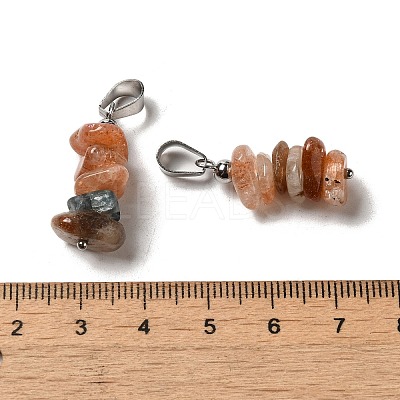 Natural Sunstone Chip Pendants G-H307-07P-10-1