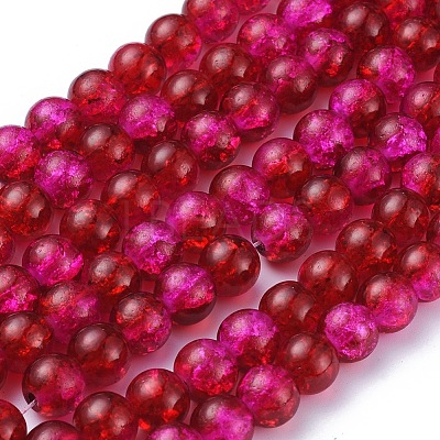 Spray Painted Crackle Glass Beads Strands CCG-Q002-8mm-08-1