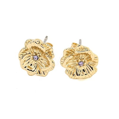 Brass Micro Pave Cubic Zirconia Ear Studs EJEW-P283-01G-06-1