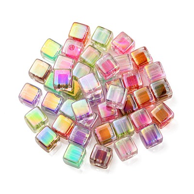 UV Plating Transparent Acrylic European Beads OACR-F004-10-1