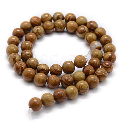 Natural Wood Lace Stone Wooden Jasper Beads Strands G-G763-05-8mm-1