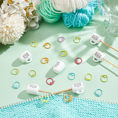 Cup with Word Food Grade Eco-Friendly Silicone Knitting Needle Stoppers DIY-NB0010-69-1