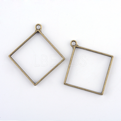 Rack Plating Alloy Rhombus Open Back Bezel Pendants LS-X-PALLOY-S047-22F-FF-1