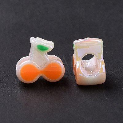 UV Plating Rainbow Iridescent Acrylic European Beads SACR-E009-42-1