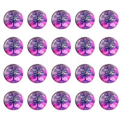 Half Round/Dome Tree Pattern Glass Flatback Cabochons for DIY Projects GGLA-YW0001-14H-1