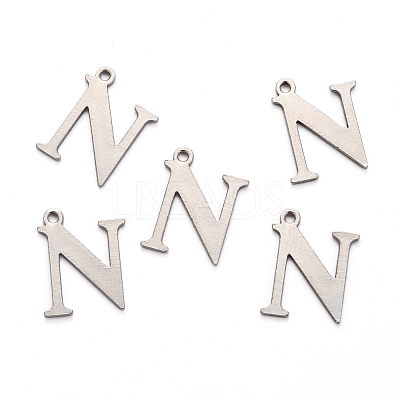 Tarnish Resistant 304 Stainless Steel Alphabet Charms STAS-H122-N-P-1