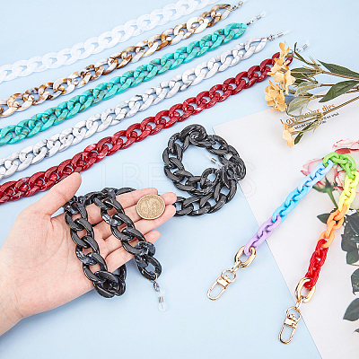 7Pcs 7 Colors Acrylic Chain Purse Bag Handle & Eyeglasses Chains AJEW-PH0001-57-1