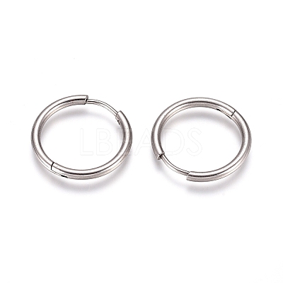 Tarnish Resistant 304 Stainless Steel Huggie Hoop Earrings EJEW-G272-02-16mm-P-1