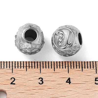 304 Stainless Steel Rhinestone European Beads STAS-A092-10U-P-1