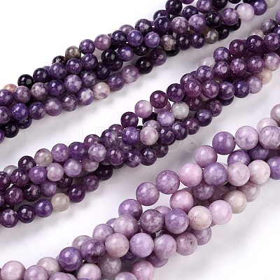 Natural Lepidolite/Purple Mica Stone Beads Strands G-K415-4mm-1