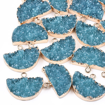 Electroplate Druzy Resin Semi Circle Pendants LS-RESI-S366-04A-1
