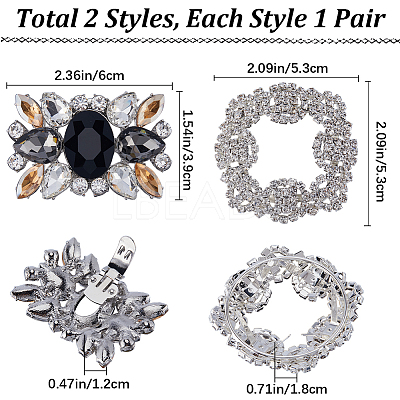 4Pcs 2 Style Alloy Rhinestone Shoe Buckle Clips AJEW-GF0008-65-1