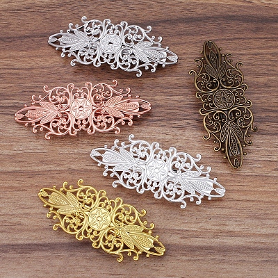 Vintage Hair Accessories Iron Hair Barrette Findings OHAR-PW0001-035G-1
