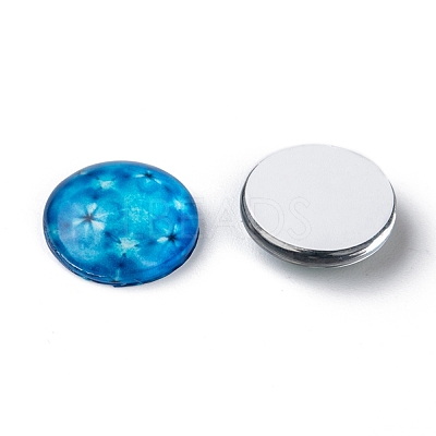 Mosaic Printed Glass Half Round/Dome Cabochons GGLA-N004-16mm-G-1