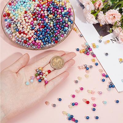 20 Colors Spray Painted ABS Plastic Imitation Pearl Beads OACR-SC0001-43-1