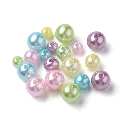 605Pcs 15 Style Spray Painted ABS Plastic Imitation Pearl Beads OACR-YW0001-34-1