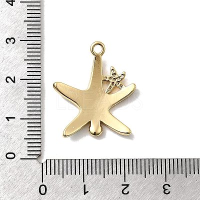 Starfish Brass Micro Pave Cubic Zirconia Pendant Rhinestone Settings KK-H089-25G-1