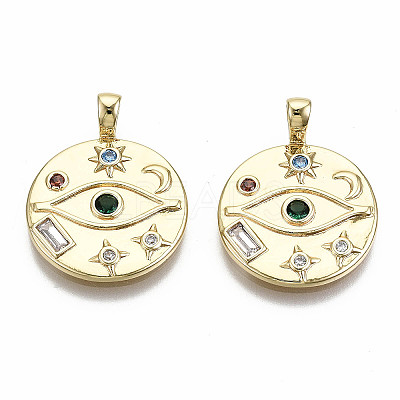 Brass Micro Pave Colorful Cubic Zirconia Pendants KK-S356-222G-NF-1