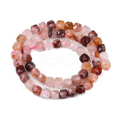 Natural Red Hematoid Quartz/Ferruginous Quartz Beads Strands G-H078-C44-6mm-1