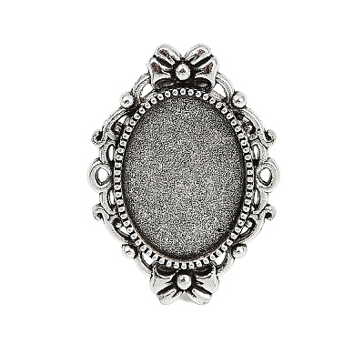 Vintage Adjustable Iron Finger Ring Components Alloy Cabochon Bezel Settings X-PALLOY-Q300-10AS-NR-1