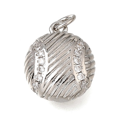 Brass Micro Pave Clear Cubic Zirconia Charms CU-CBAEEA8-27P-1