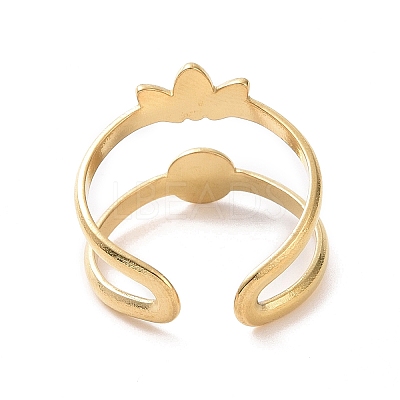 Plastic Imitation Pearl Beaded Leaf Open Cuff Ring KK-A181-VF508-1