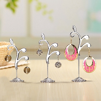 3Pcs 3 Sizes Flower Alloy with Iron Dangle Earrings Display Stands PW-WG94325-02-1