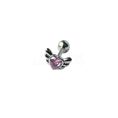 Angel Wing Heart 316L Surgical Stainless Steel Pave Cubic Zirconia Tongue Rings FS-WG901EE-04-1